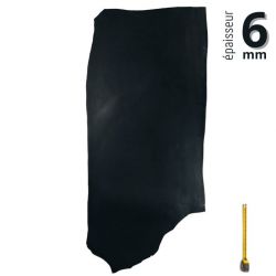 Croupon Noir épais 6 mm cuir Harness tannage végétal Vachette
