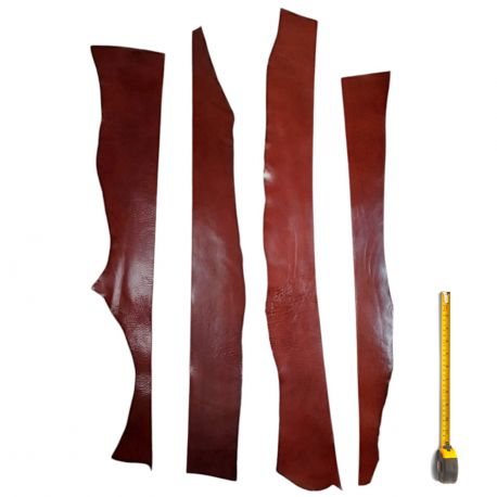 4 bandes ép. 3mm lg 70 à 100 cm cuir tannage végétal peau Marron