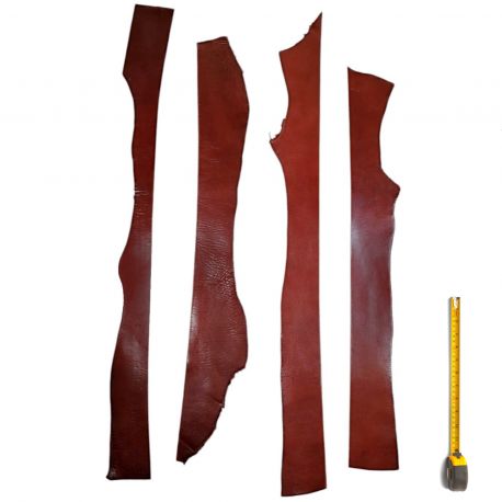 4 bandes ép. 3mm lg 70 à 100 cm cuir tannage végétal peau Marron