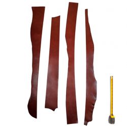 4 bandes ép. 3mm lg 70 à 100 cm cuir tannage végétal peau Marron