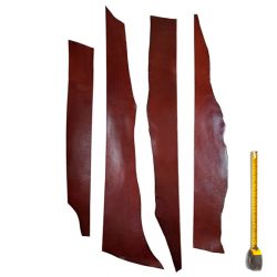 4 bandes ép. 3mm lg 70 à 100 cm cuir tannage végétal peau Marron