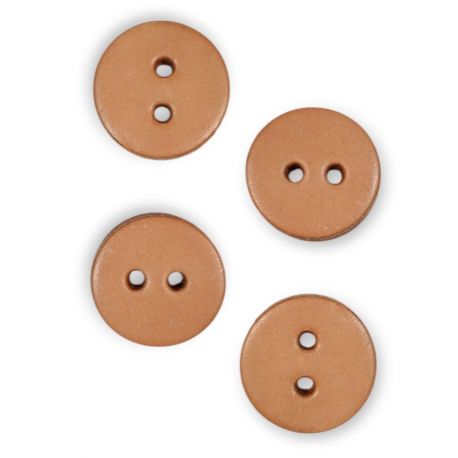 4 boutons en cuir tannage végétal épaisseur 5 mm diamètre 28 mm