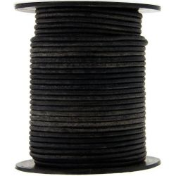 1 mètre de Cordon Cuir rond Noir diam. 2mm